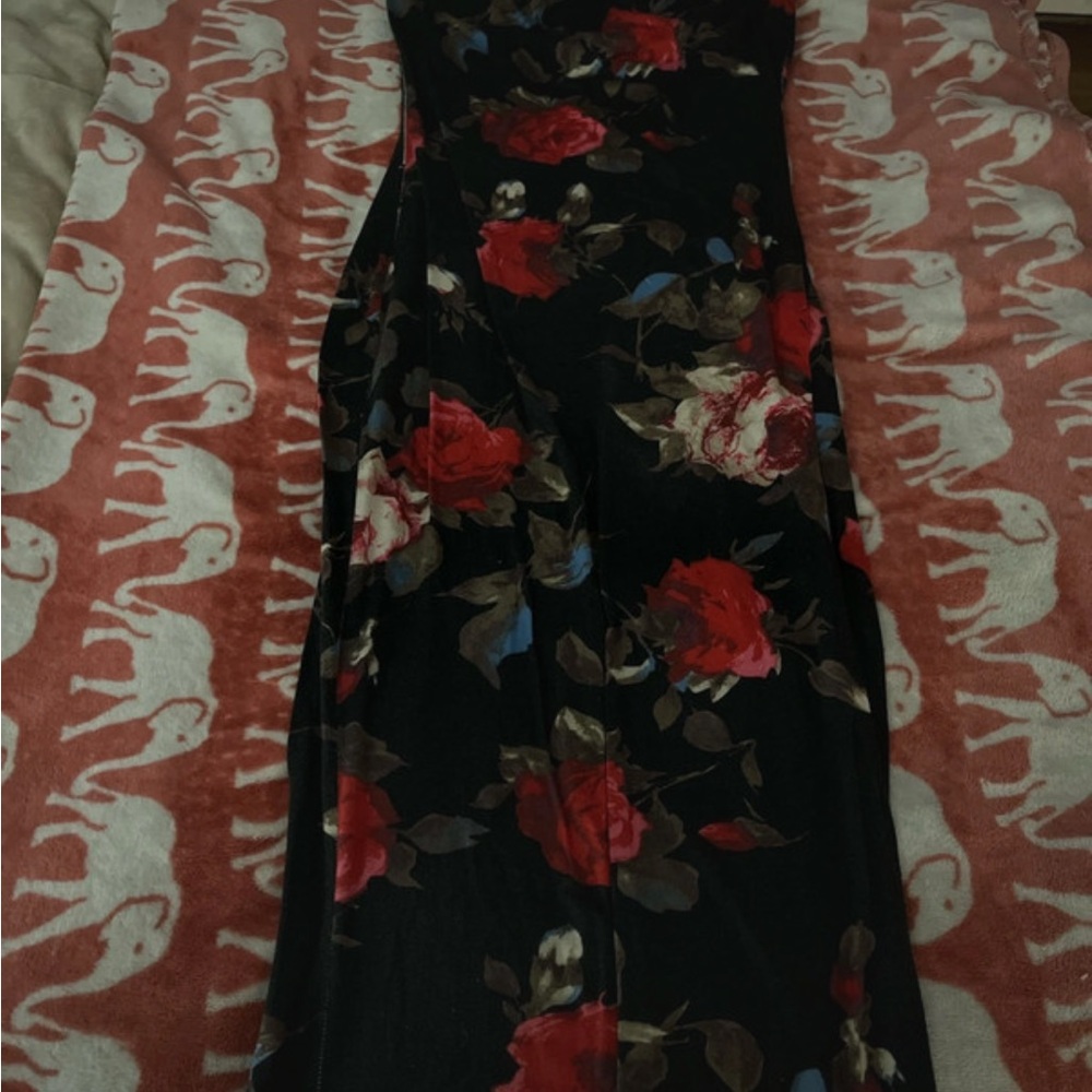 Floral Black and Red Women's Dress